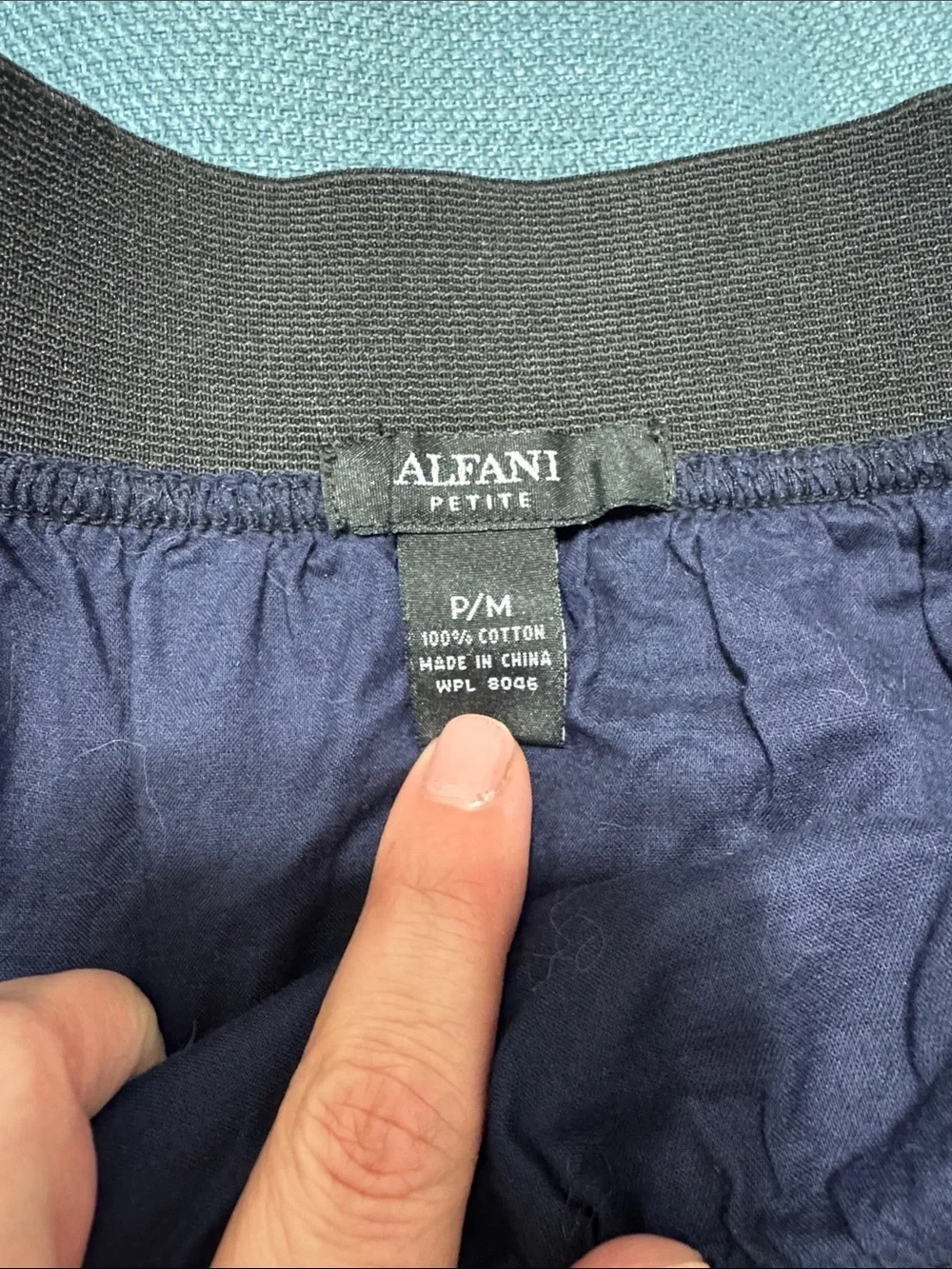 Alfani A-Line Skirt with Elastic Waistband Women's Size Petite Medium Navy Blue